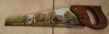 Hand Painted Saw With Country Scence By Jean Birch