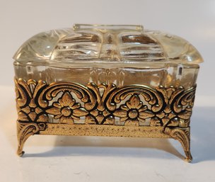 Crystal Box On Gold Metal Stand