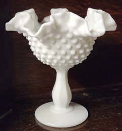 Fenton Pedestal Hobneil Milk Glass Candy Dish