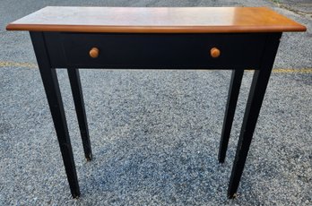 Black Painted And Natural Wood Hall Table With Drawer