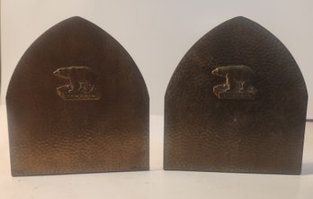 Pair Of Arts And Crafts Period Brass Boudwin College Bookends By Robbins Co.Attleboro ,MA.