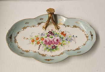 Hand Painted Porcelain Dish With Floral Decoration