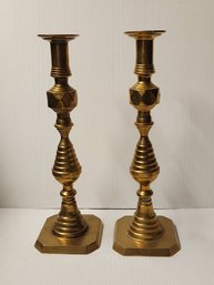 Fine Pair Of 13' Solid Brass Candlesticks
