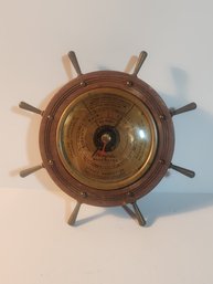 Airguide Mahogany Ships Wheel Barometer