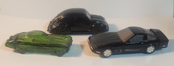 Corvette And Volkswagon Aftershave Bottles (3  One Full)