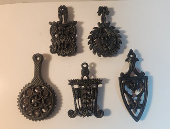 5 Miniature Cast Iron Trivets