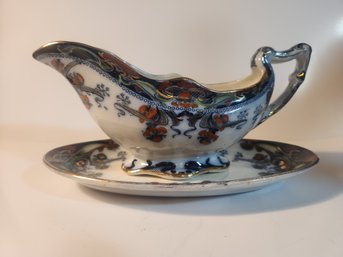 Royal Staffordshire Pottery 'iris ' Gravy Boat And Underplate