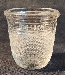 Anique Pattern Glas Thimble Shot Glass With 'just A Thimble Full' Motto