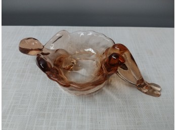 Pink Glass Candy Dish Depicting Woman Reclining In Shell