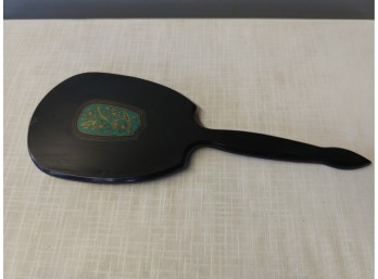 Ladies Black Plastic Art Deco Hand Mirror By DuPont