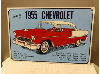 1955 Chevrolet Bellaire Tin Advertising Sign