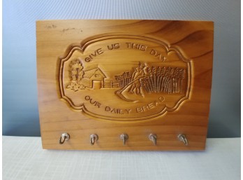 Pine Key Rack With Give Us This Day Our Daily Bread Motto