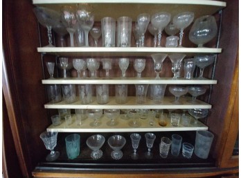 78 Pieces Of  Vintage Glass And Stemware Including Victorian Pattern Glass Cordials