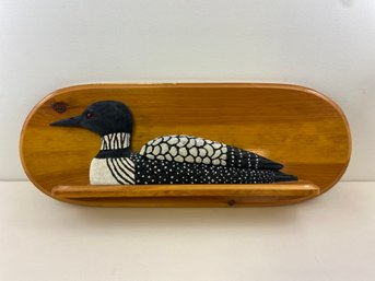 Hand Carved & Painted Loon Decoy Wall Hanging Facing Left 23 Long