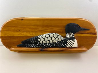 Hand Carved & Painted Loon Decoy Wall Hanging Facing Right 23 Long