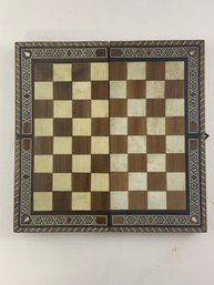 Intricate Mid 20thC Inlaid Chess Backgammon Folding Board