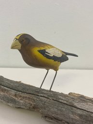 Mid 20th Century Hand Carved & Painted Immature Goldfinch Starr Decoys Folk Art