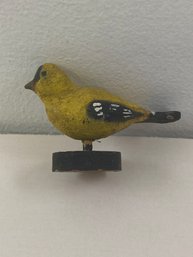 C1950s Hand Carved & Painted Miniature Goldfinch Folk Art Decoy