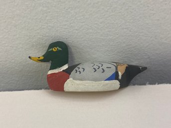 20thC Hand Carved & Painted Miniature Male Mallard Duck Folk Art Decoy