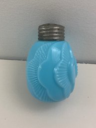 19th Century American Glass Sugar Shaker Light Blue Opaque Glass