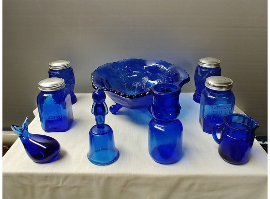 7 Piece Cobalt Blue Glass Lot