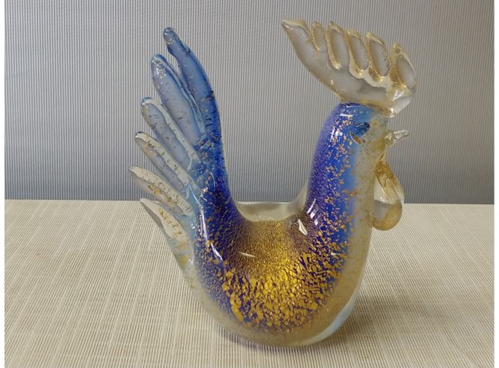 Murano Glass Chicken With Lots Of Gold Foil