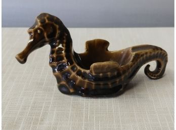 Mid-century Ceramic Seahorse Ashtray Signed Littil