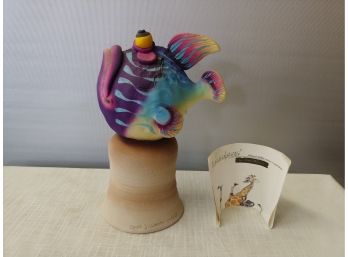 Whimsical Pottery Fish Bell By Renowned Artist Todd Warner