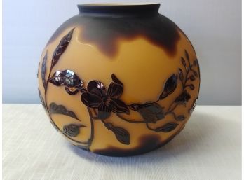 Bulbous Cased Cameo Glass Vase In The Manner Of Galle'