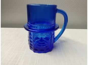 Cobalt Blue Glass Mr. Peanut Mug