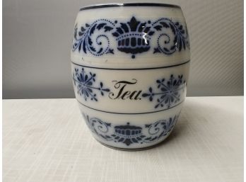 Fancy Blue And White Tea Canister(no Lid)