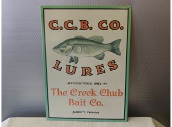 The Creek Chub Bait Company Fishing Lure Advertising Sign