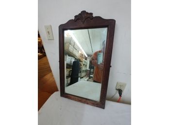 Small Mahogany Mirror With Appllied Carving