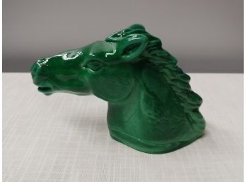 Czechoslovakian Jade Glass Horse Head Paperweight