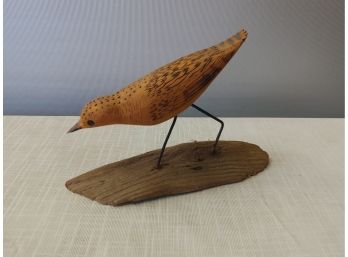 Hand Carved Wooden Shore Bird By A.Rotelle