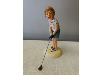 Artist Signed Goebel Lady Golfer Figurine