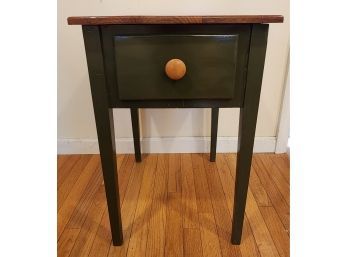 Forest Green Painted Pine Hepplewhite Style Side Table With Drawer