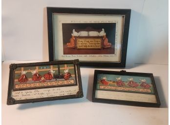 Three Framed Sun Bonnet Baby Postcards