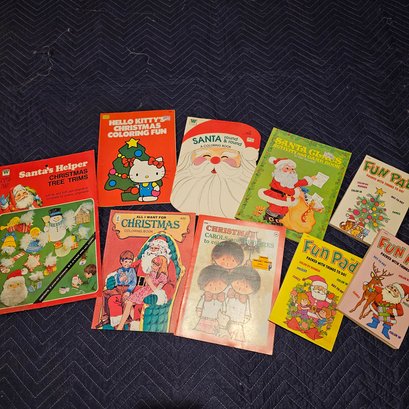 Unused Vintage Christmas Coloring Books And Fun Books Lot