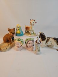 Vintage Ashtray, Planters And Figures