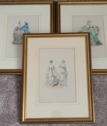 Lot Of 3, Vintage Framed French Fashion Plates