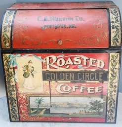 Antique, C.a. Weston Co., Portland, Me. Golden Circle Coffee, Country Store Coffee Bin - LARGE