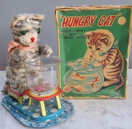 1950's Linemar Hungry Cat Battery Operated Vintage Toy In Box!