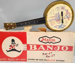 1950's Mastro, Black Americana Toy Banjo In Original Box - 'river Showboat Robert E. Lee'