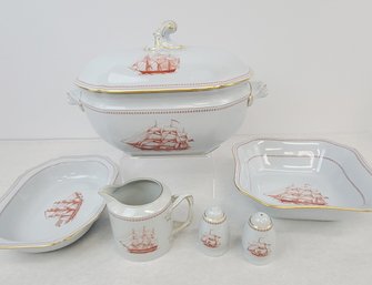 6 Pieces Of Fine, Copeland Spode Trade Winds Including Rare, Large Soup Tureen