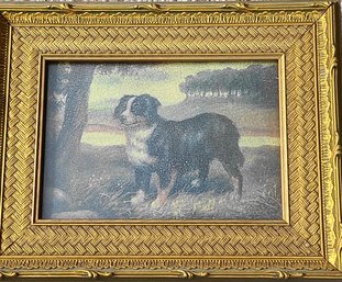 Antique, Oil On Brass Painting Of A Burmese Mountain Dog