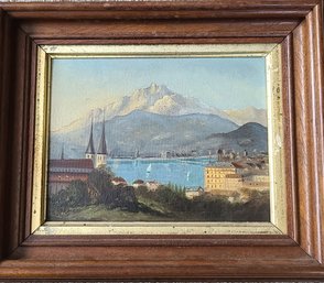 1800's,  Oil On Board Painting,  Set In Deep Walnut Frame - Signed