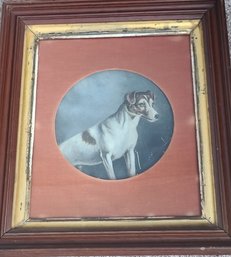 Antique, Oil Painting On Tin Of A Dog - Signed