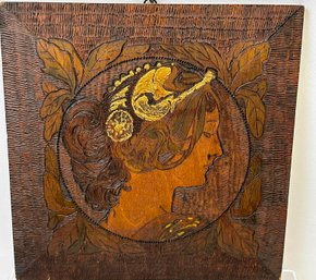 Art Nouveau Wood Carving Art Piece