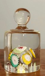 Vintage Knob Handled Art Glass Paperweight